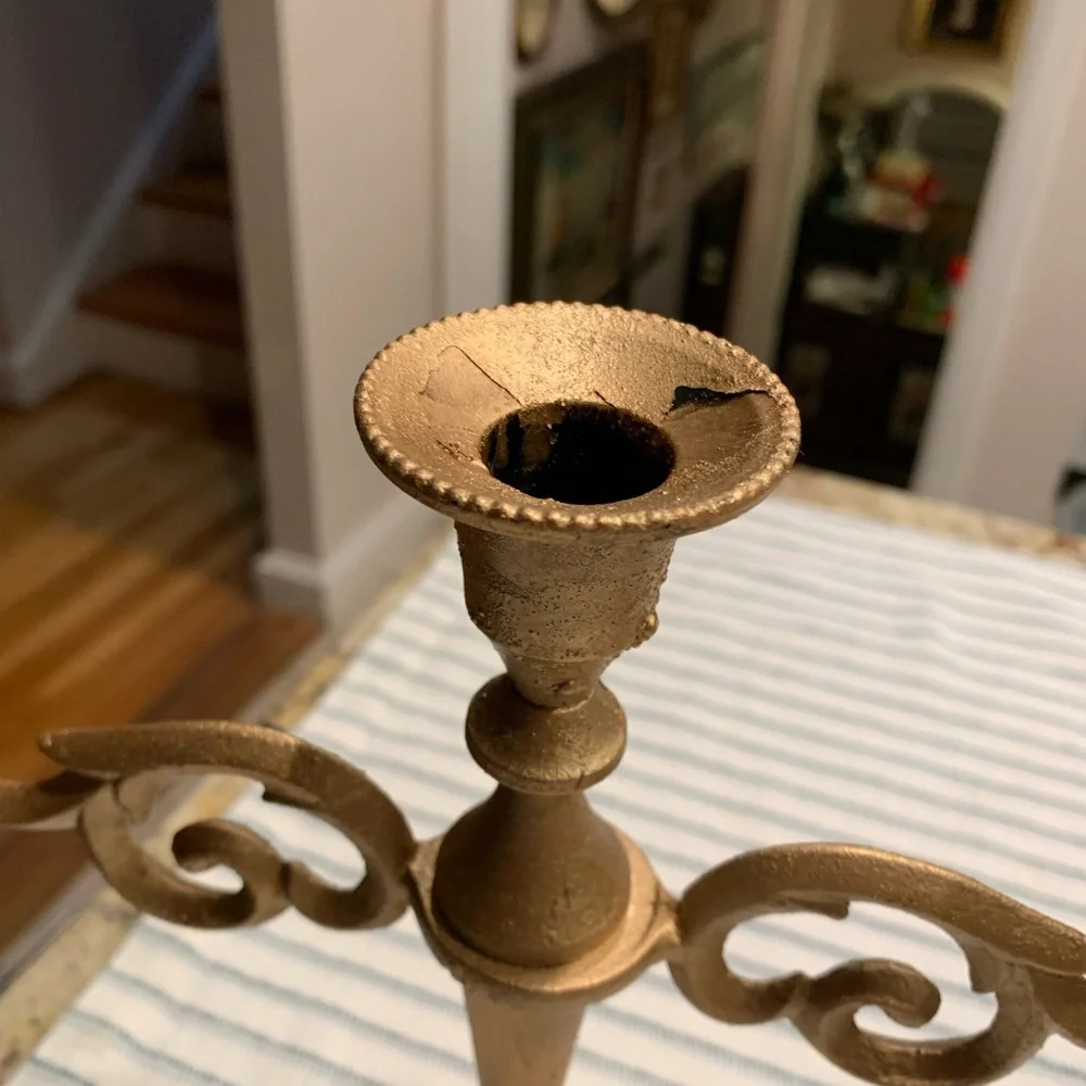 Gold Three Branches Candelabra